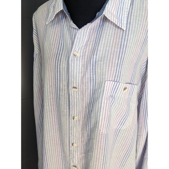 Even Tide Men's Striped Linen/Cotton Blend Button-Up Shirt‎ - 3XL - Picture 2 of 11